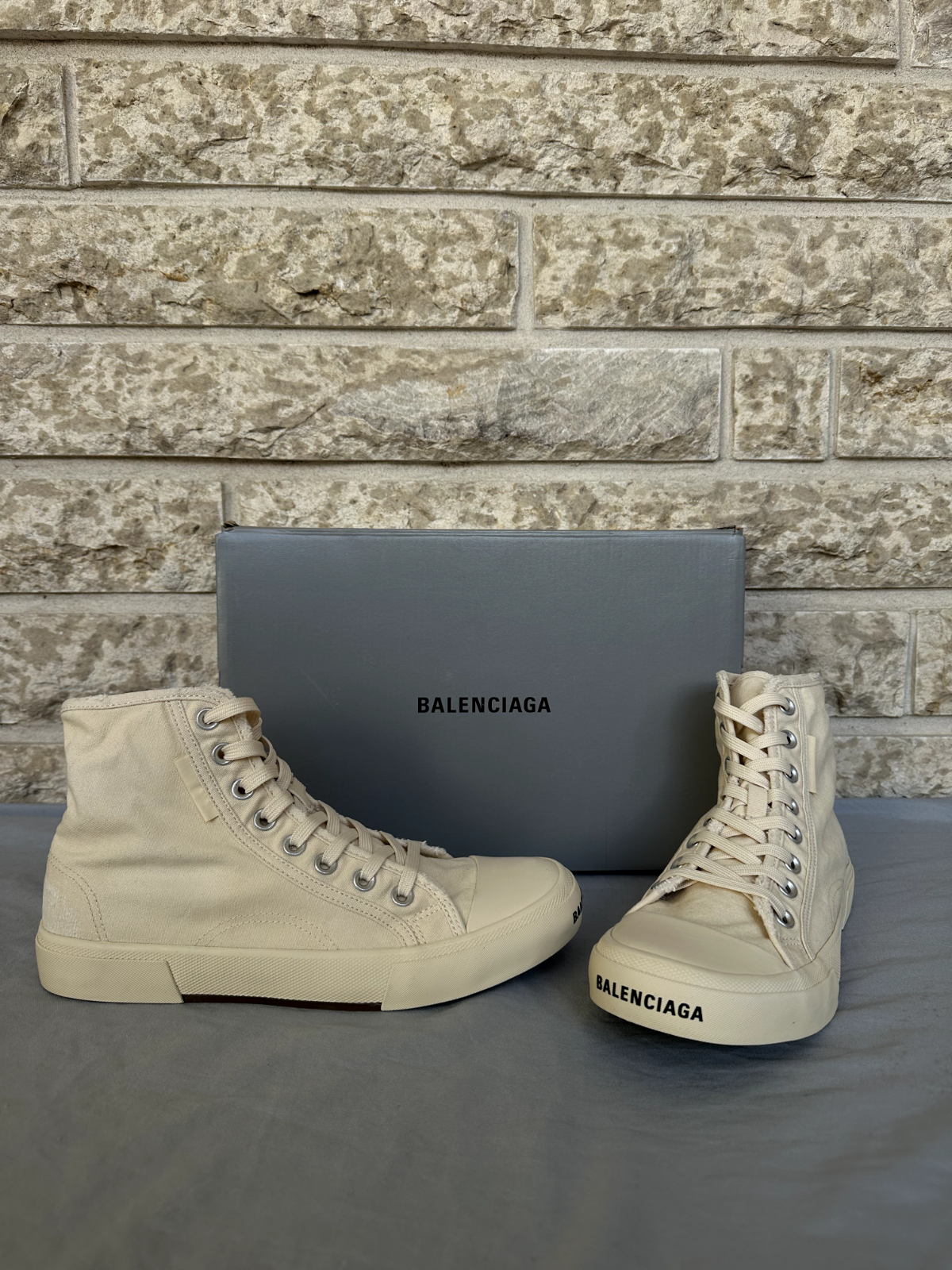 Balenciaga Paris Black HighTop Shoes With Distressing Size 41EU Retail $545