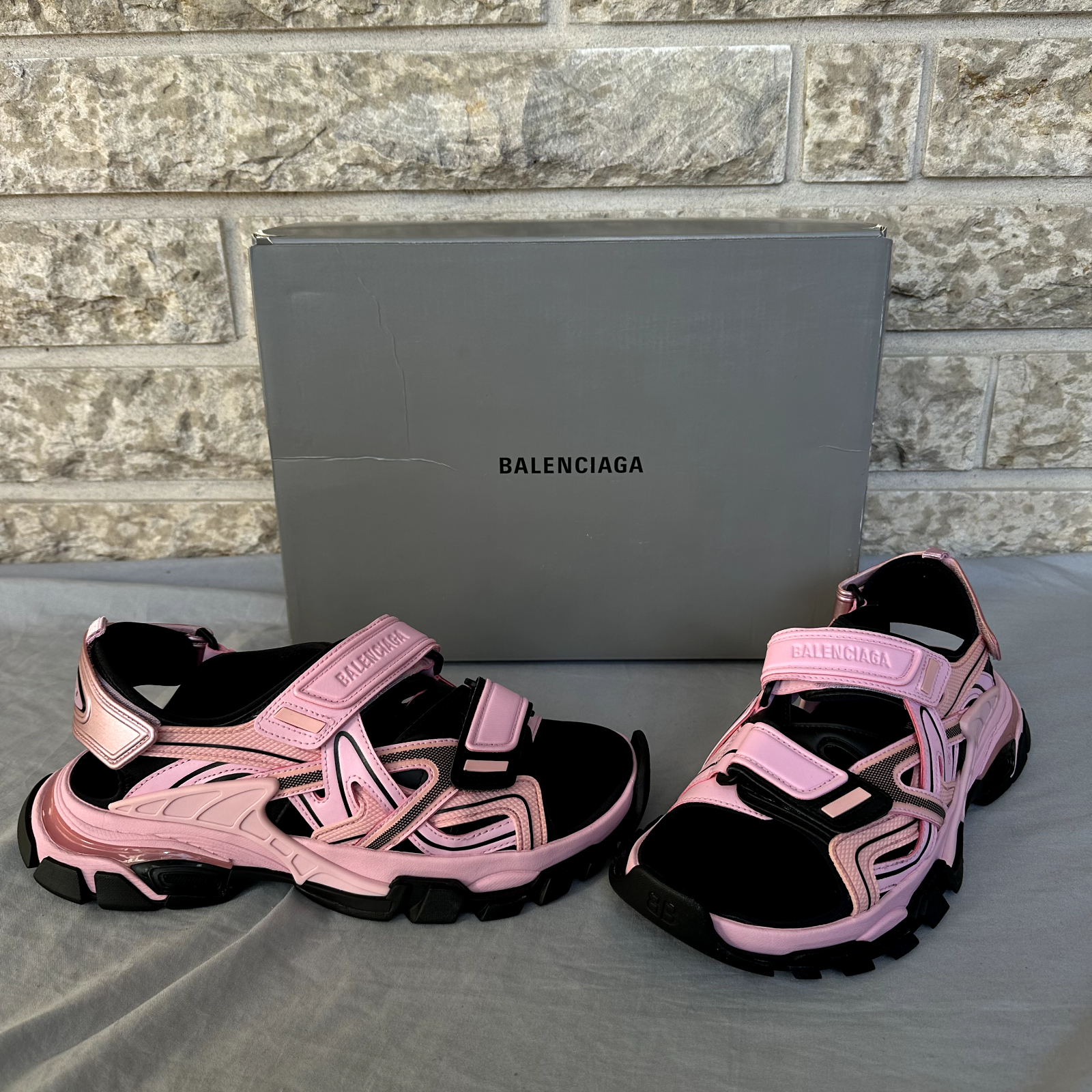Balenciaga Tourist Sandal Pink and Black Size 12 Retail $650