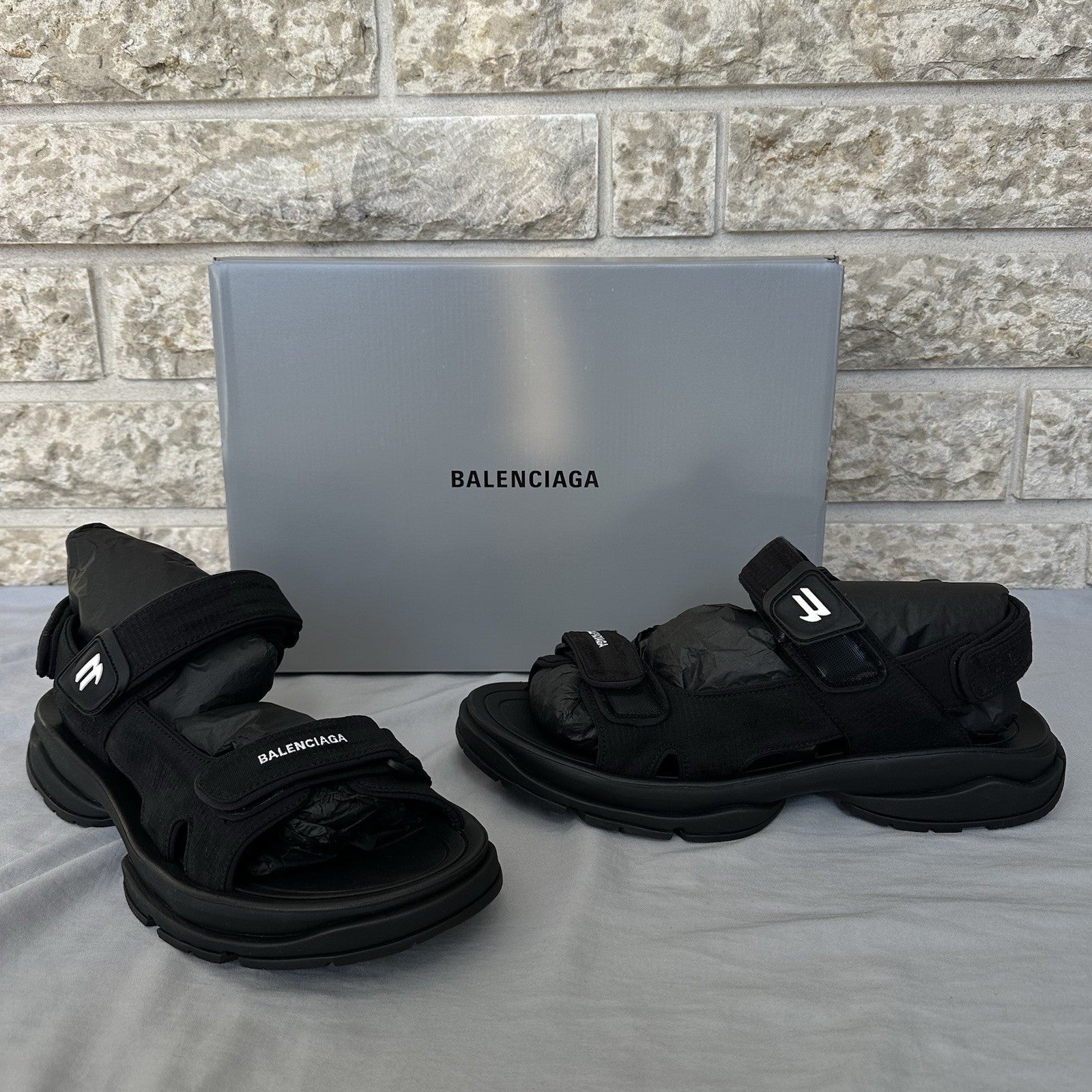 Balenciaga Tourist Sandals Black Size 46EU Retail $1,200