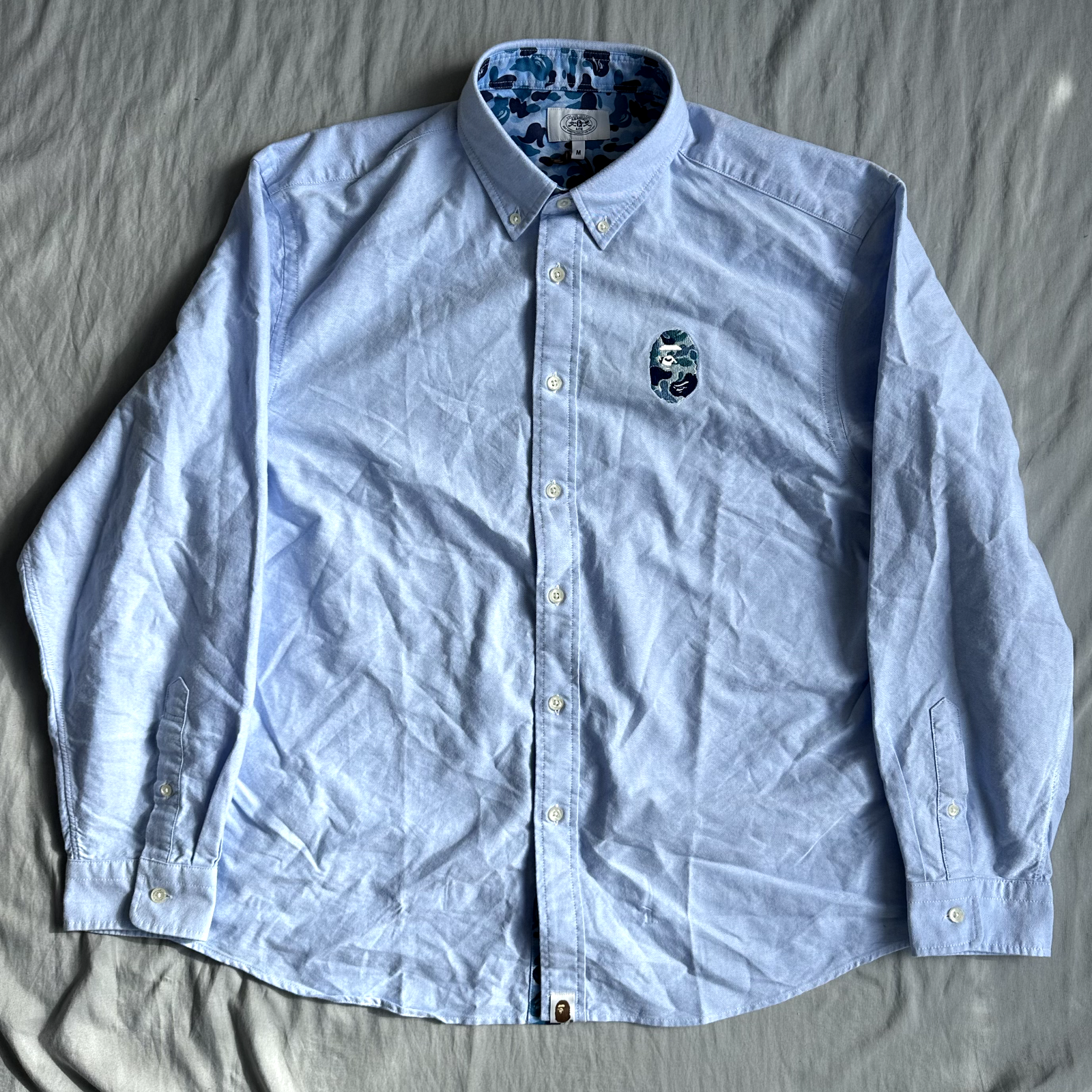 Bape Button Down Shirt Blue Size Small