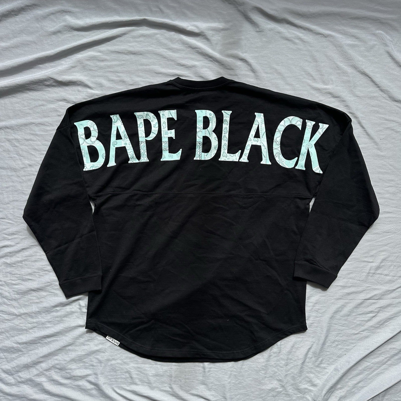 Bape Long Sleeve Shirt Black With Blue Wrighting Size Large