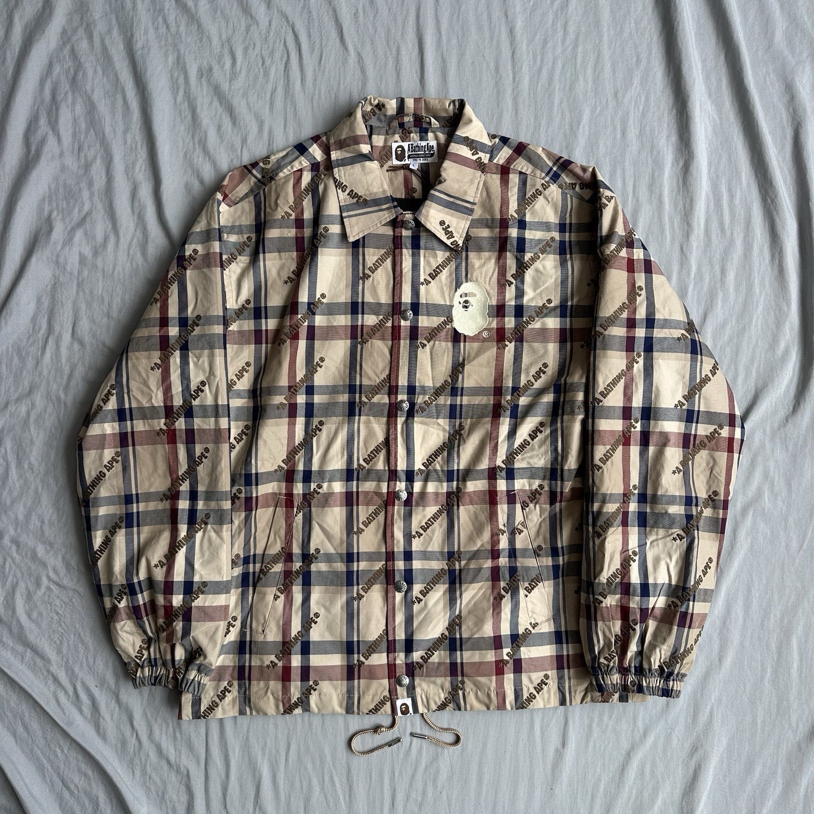 Bape Beige Checkered Light Jacket Size Large