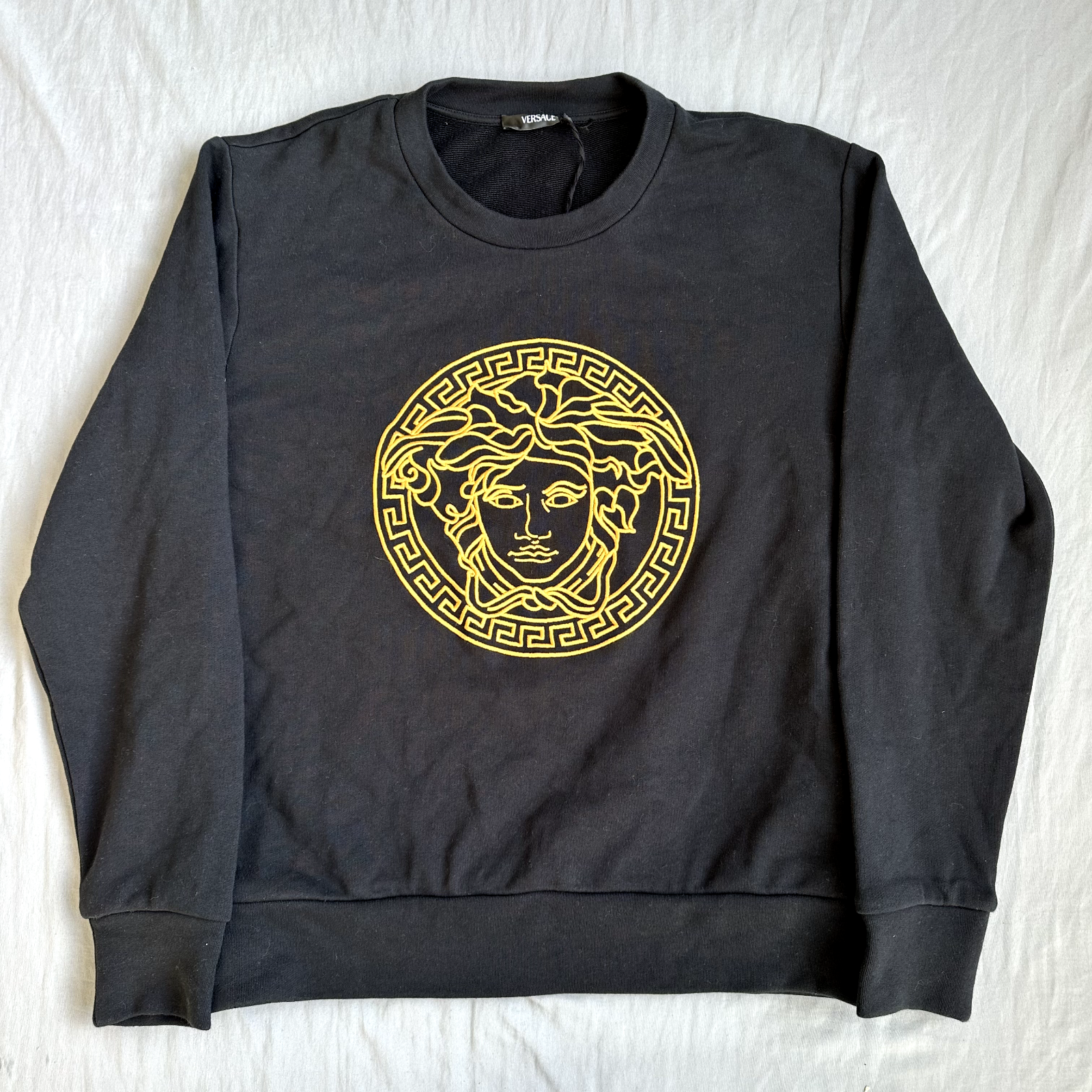 Versace Black Sweater With Gold Logo Size Medium Retail $1050