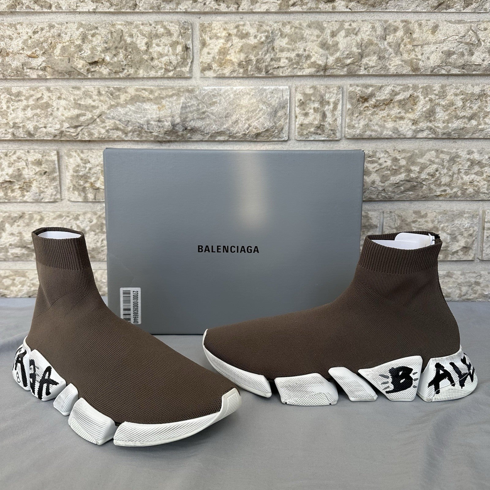 Balenciaga Speed Runner 2.0 Taupe With Black Graffiti Size 44EU Retail $1250