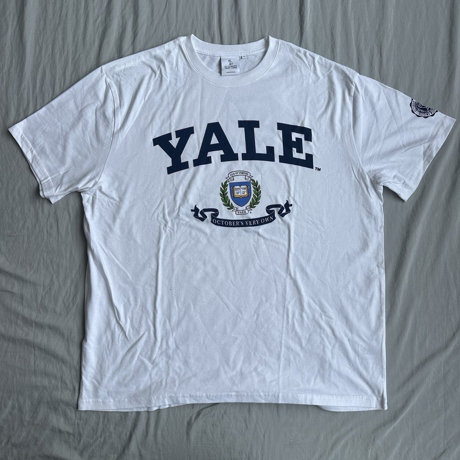 OVO Yale White With Blue Lettering Shirt Size XL