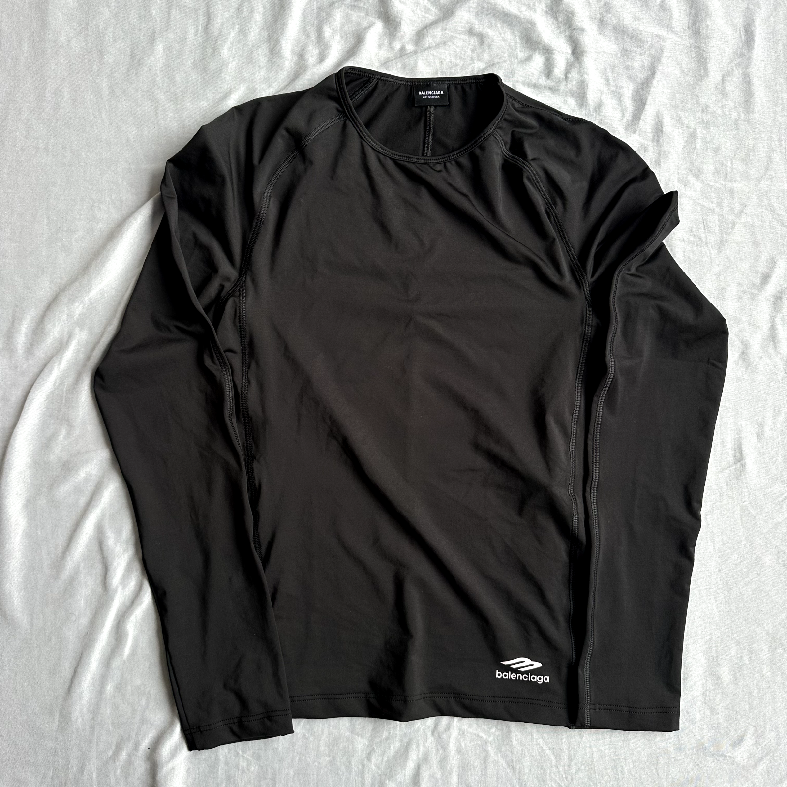 Balenciaga Active Wear Spandex Compression Black Shirt Size Medium Retail $850