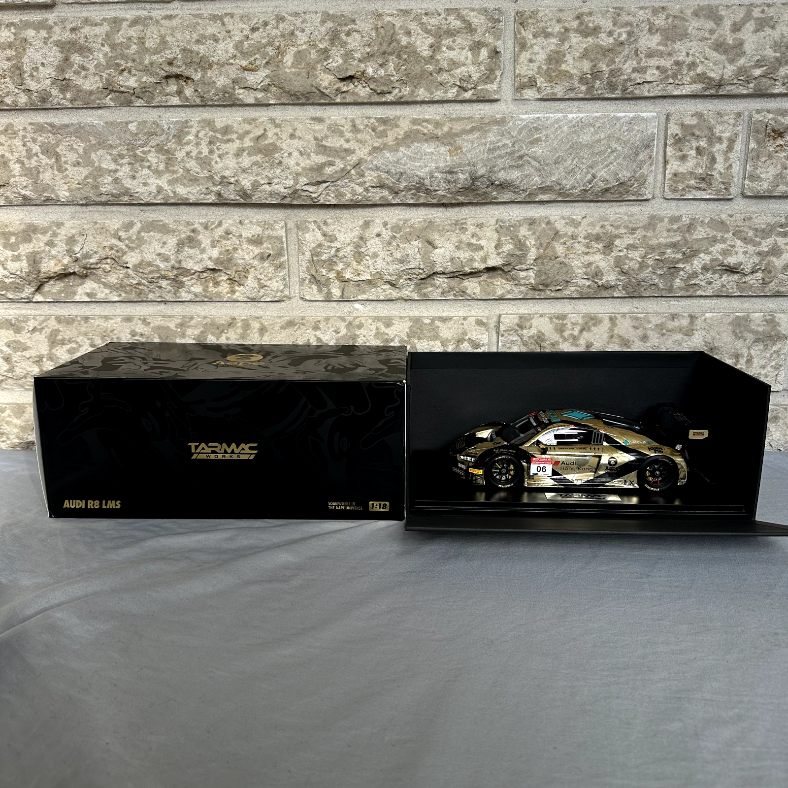 Bape x Tarmac Diecast Car Audi R8 Gold Scale 1:18 Very Rare Only 444 Produced
