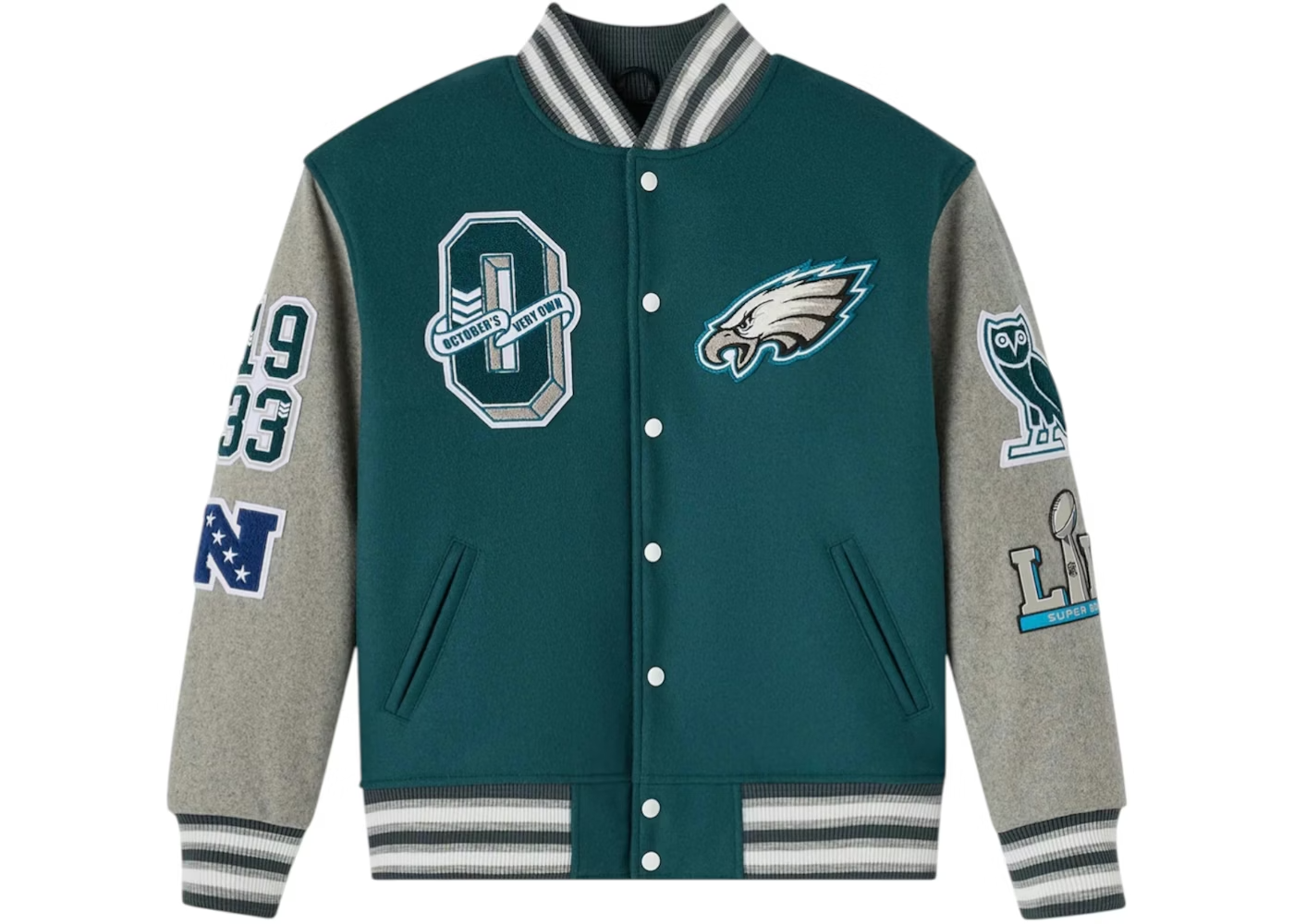 OVO x NFL Phillidelphia Eagles Varsity Jacket Size Medium