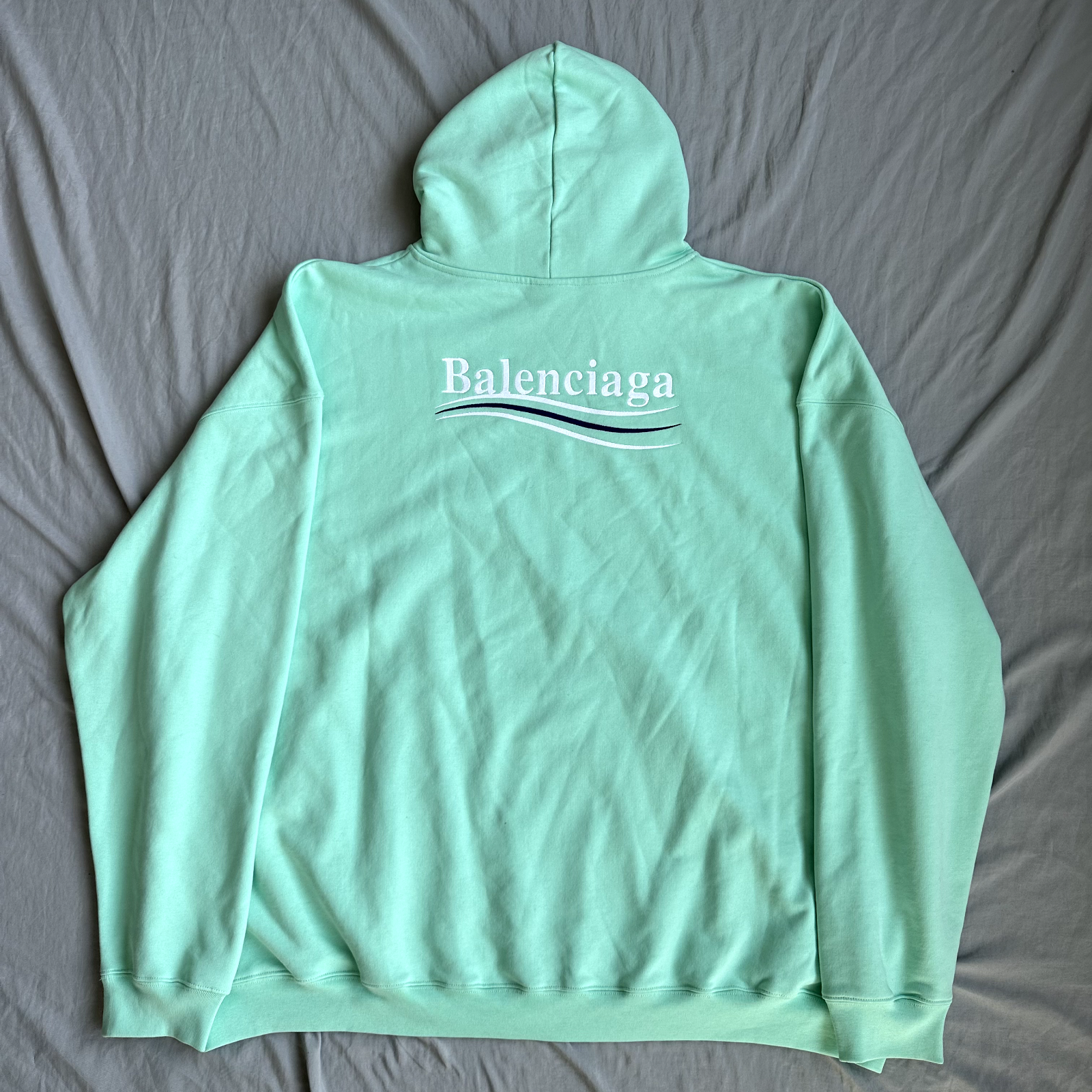 Balenciaga Political Campaign Oversized Hoodie Mint Size XL Retail $1250