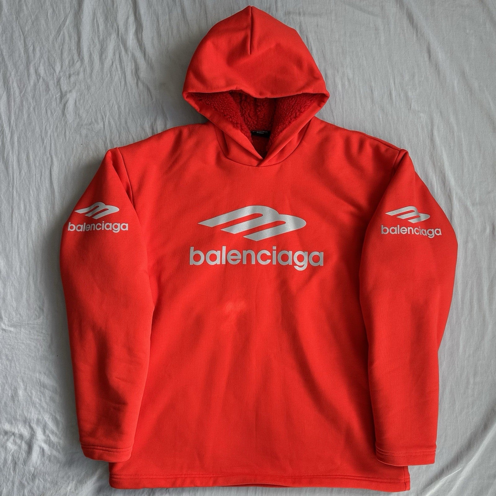 Balenciaga Ski Hoodie Red/Silver Fully Lined Size Medium Retail $2450