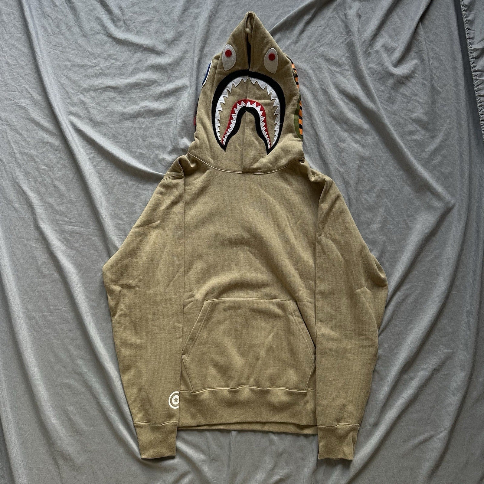 BAPE ABC Camo Shark Pullover Hoodie (SS25) Beige Size Medium