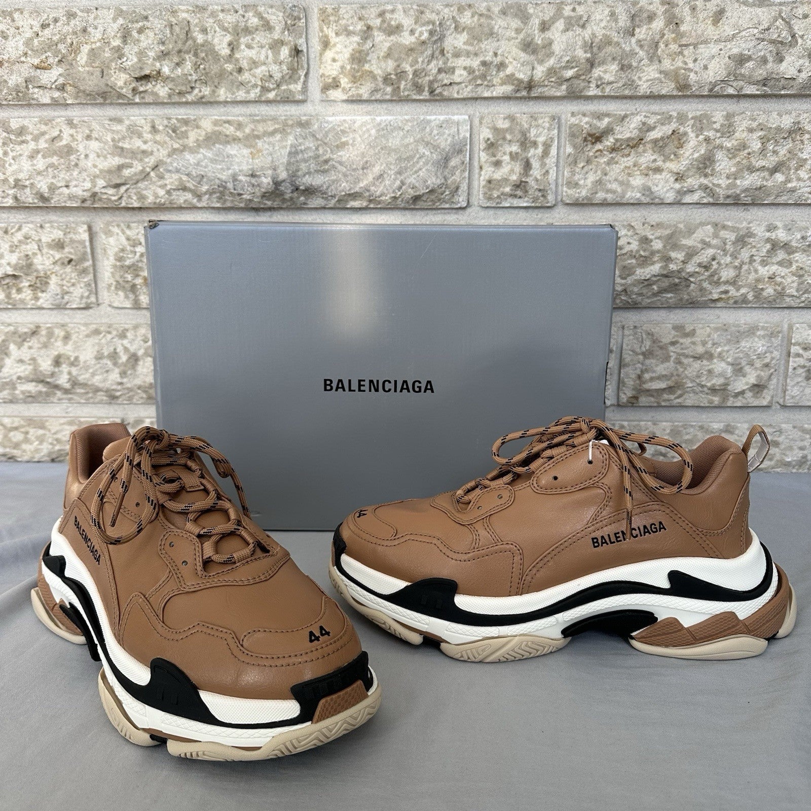 Balenciaga Triple S Beige Leather Size 44EU Retail $2,000