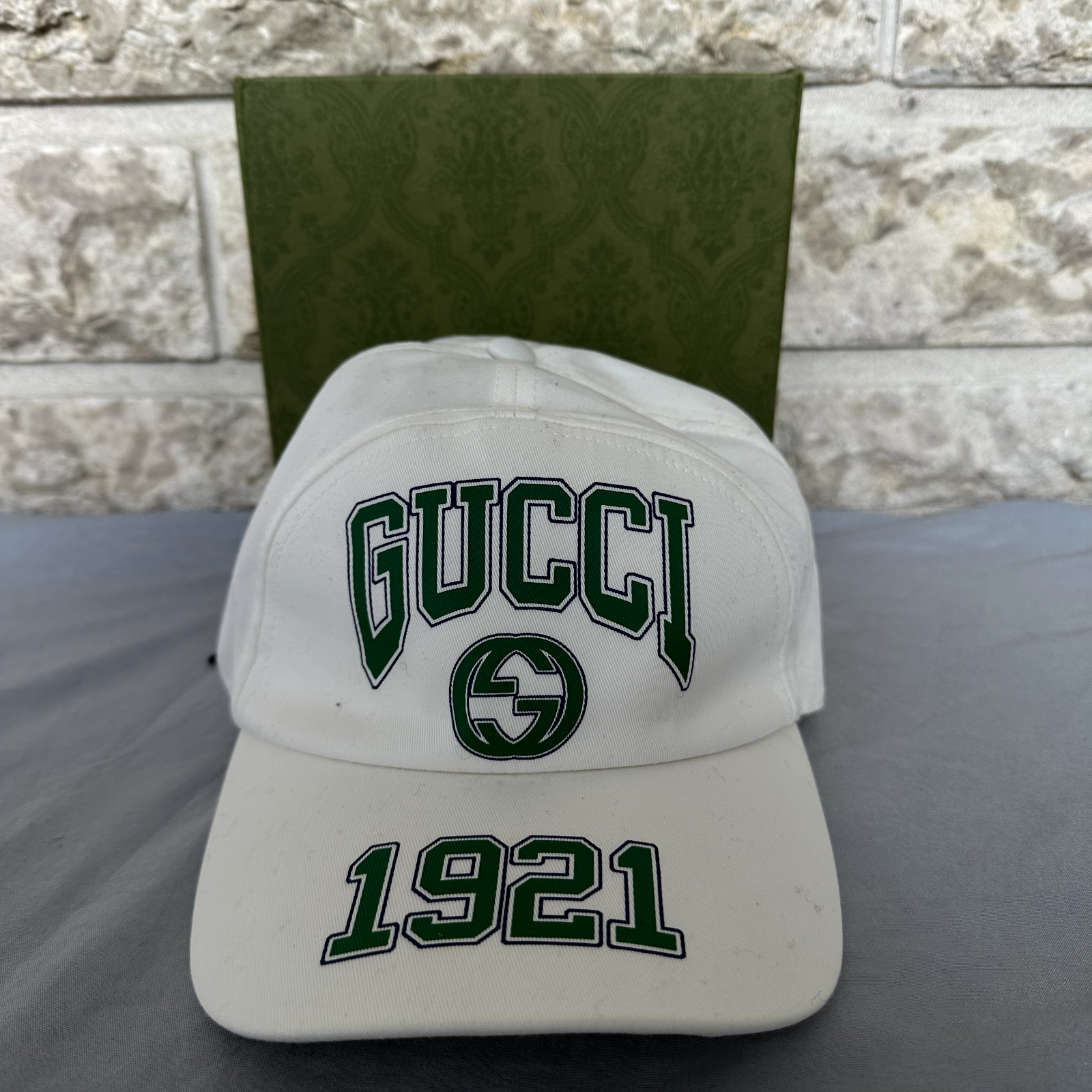 Gucci 1921 Logo Baseball Hat White/Green