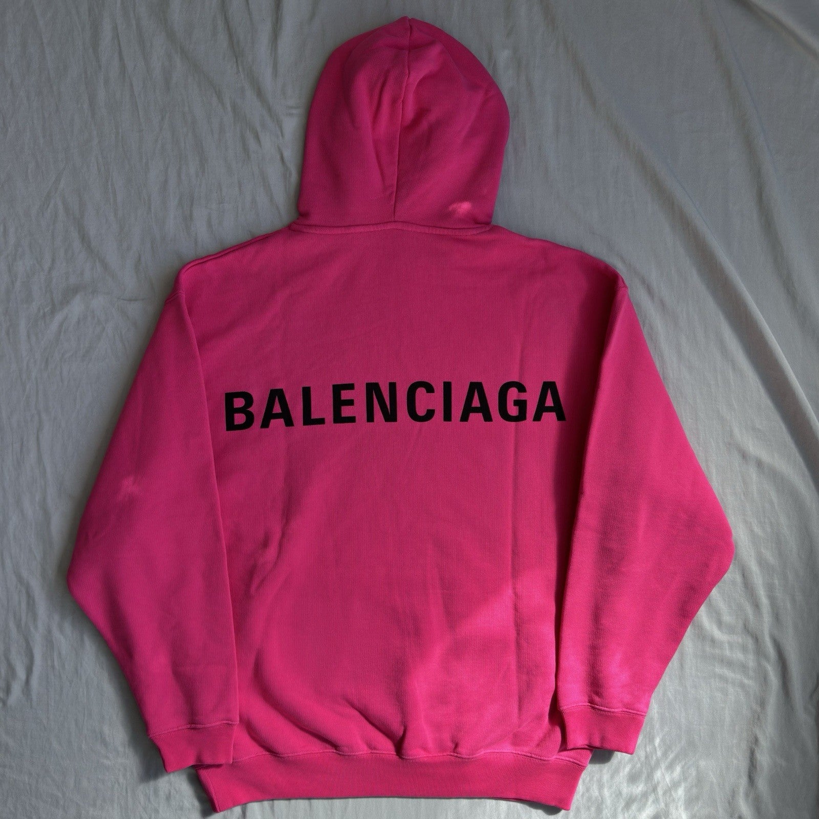 Balenciaga Back Logo Hoodie Pink/Black Size Large Retail $1450