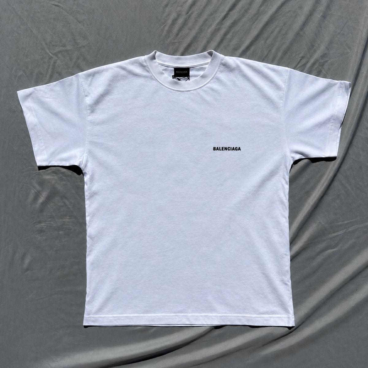 Balenciaga Shirt White With Black Embroidered Lettering Size Medium