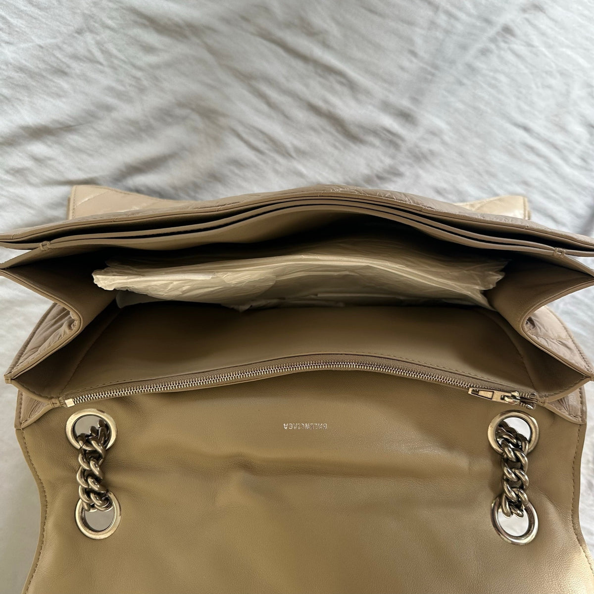 Balenciaga Crush Quilted Chain Shoulder Bag Large Brown Retail $3900