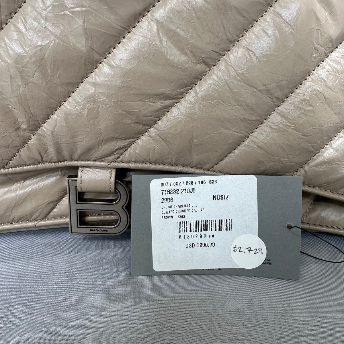 Balenciaga Crush Quilted Chain Shoulder Bag Large Brown Retail $3900