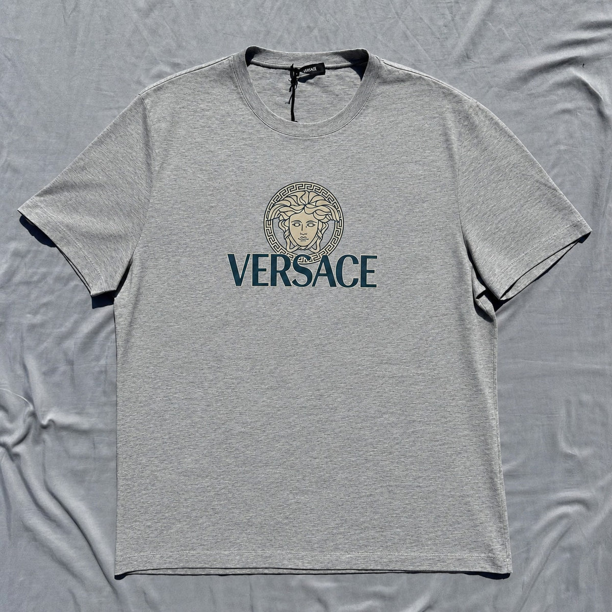 Versace Medusa Logo Shirt Light Grey Size XL Retail $525
