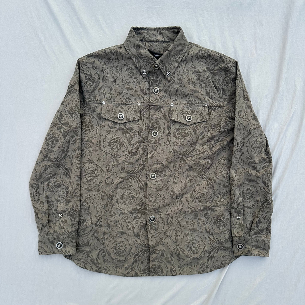 Versace Barocco Jacquard Button Overshirt Size XL Retail $1650
