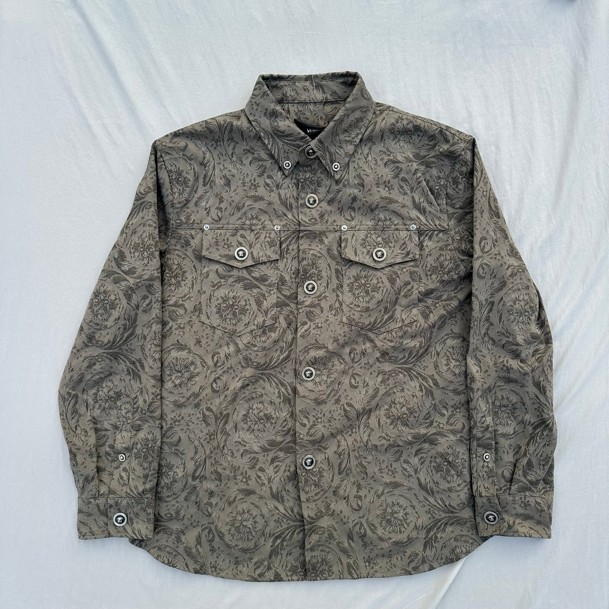 Versace Barocco Jacquard Button Overshirt Size XL Retail $1650
