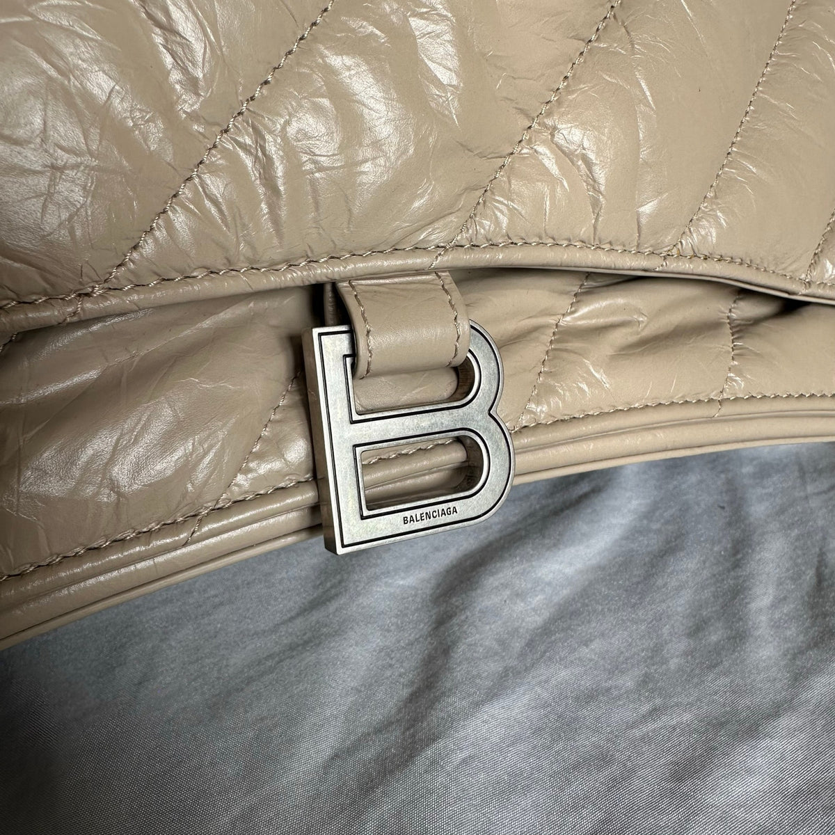 Balenciaga Crush Quilted Chain Shoulder Bag Large Brown Retail $3900