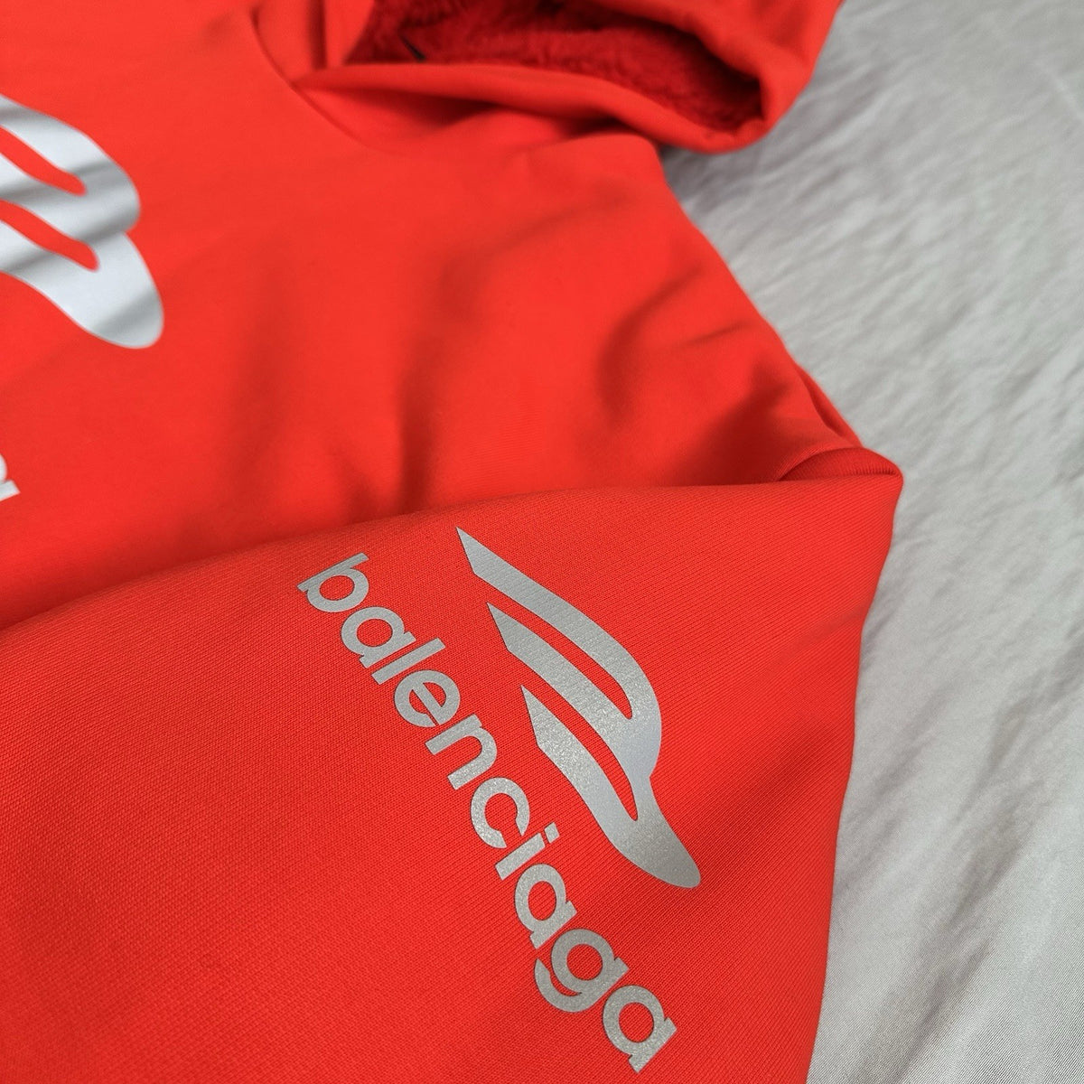 Balenciaga Ski Hoodie Red/Silver Fully Lined Size Medium