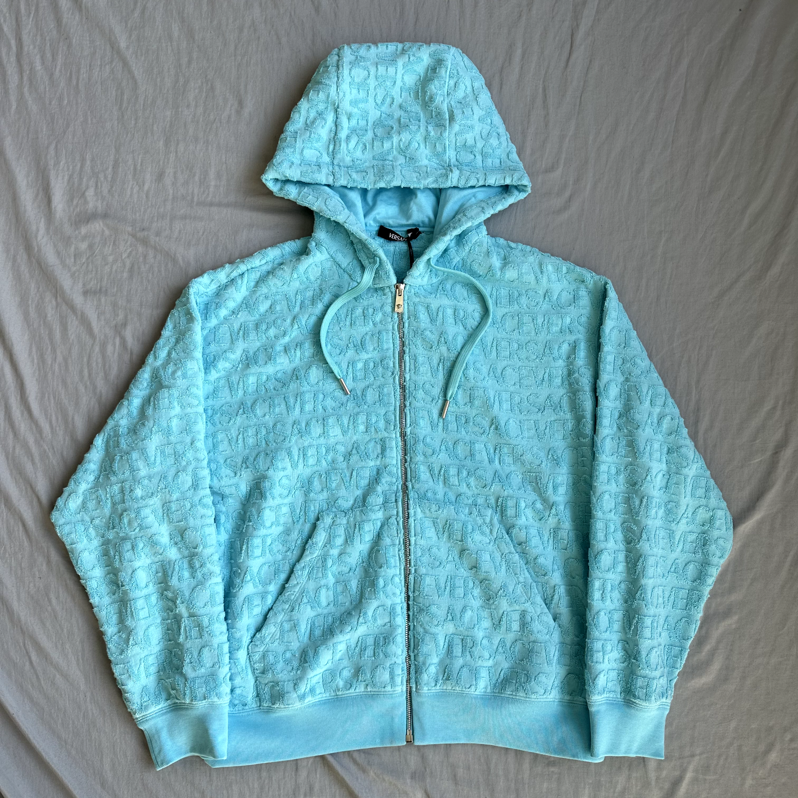 Versace All Over Hoodie Blue Size Medium Retail $1,350