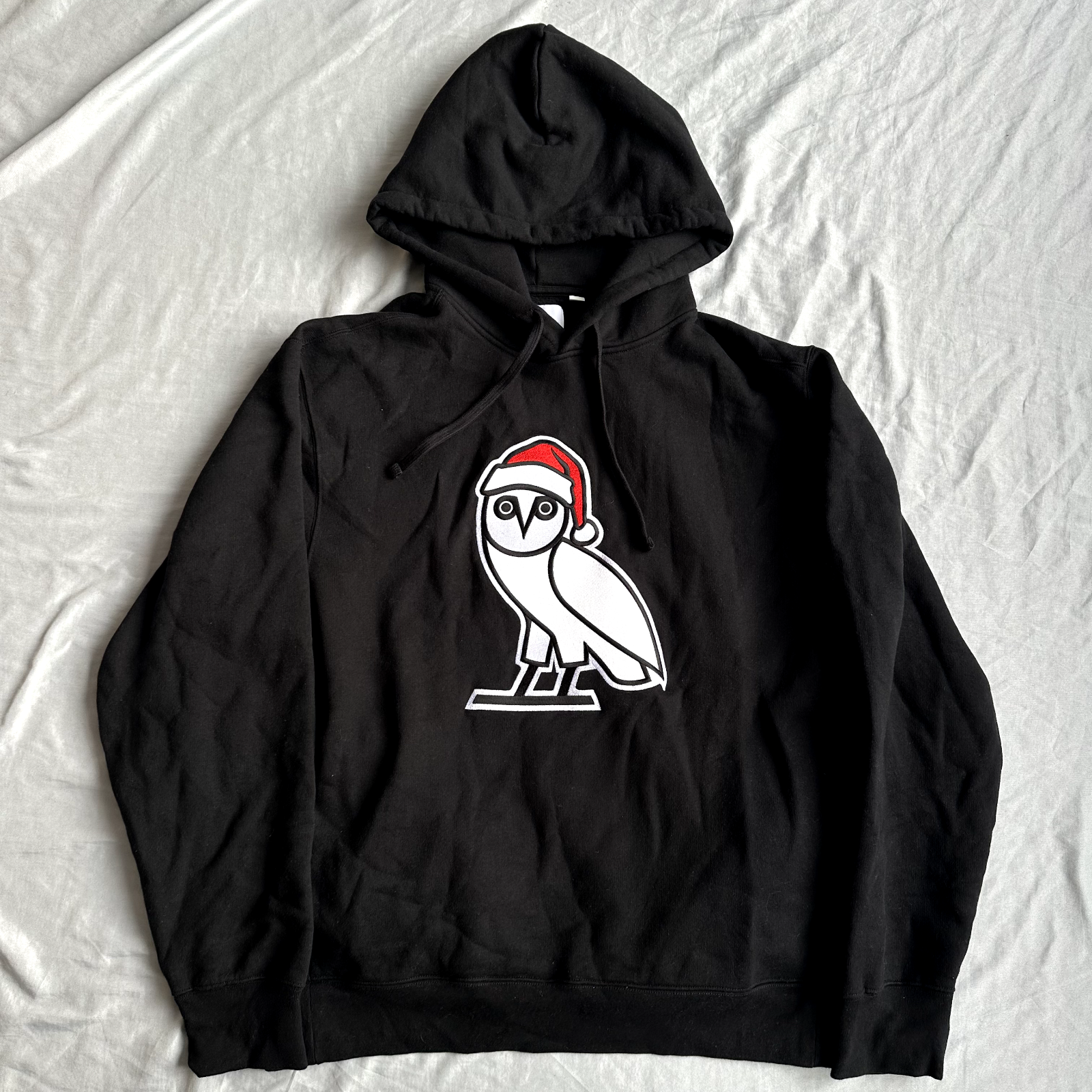 OVO Holiday Santa Owl Hoodie Black Size Large