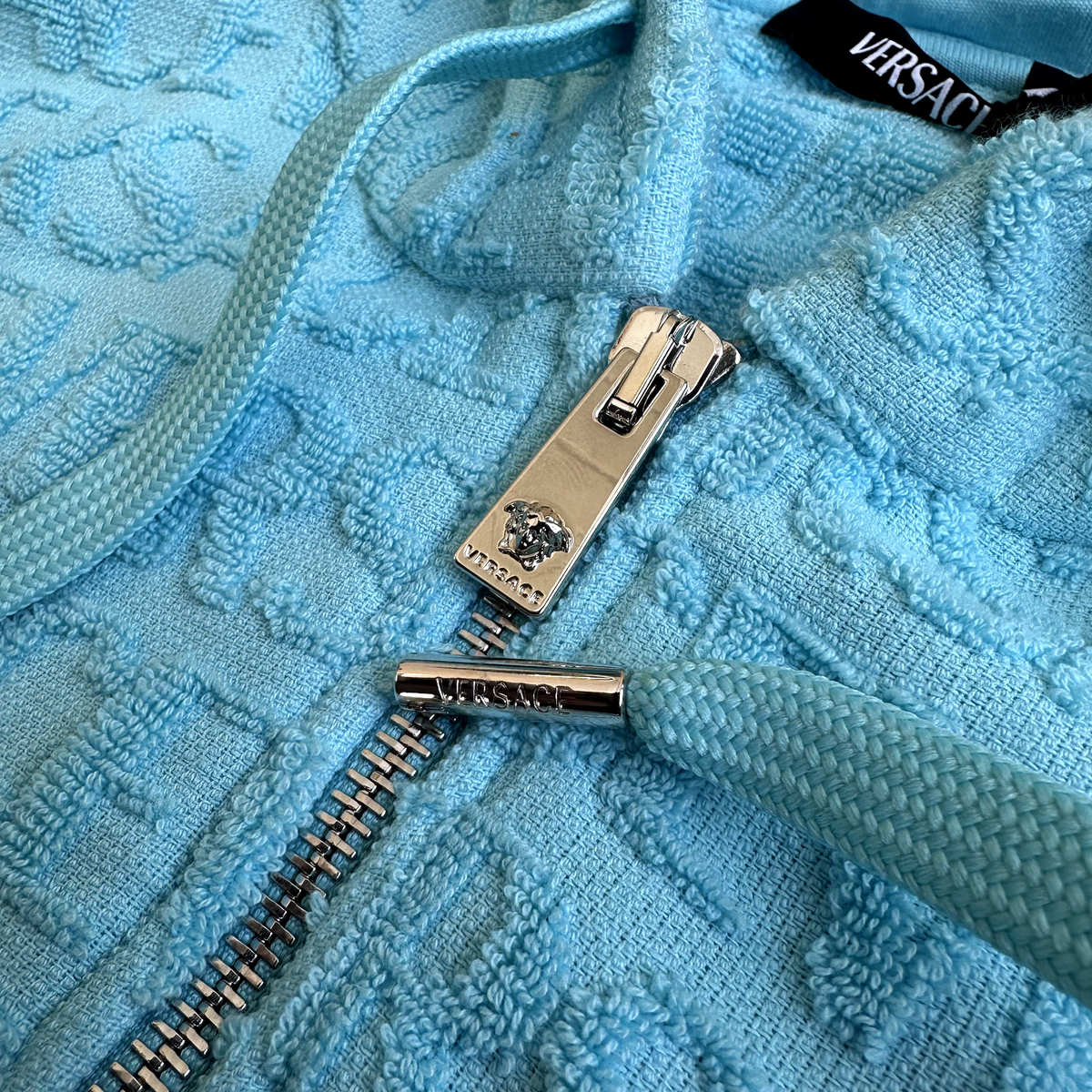 Versace All Over Hoodie Blue Size Medium