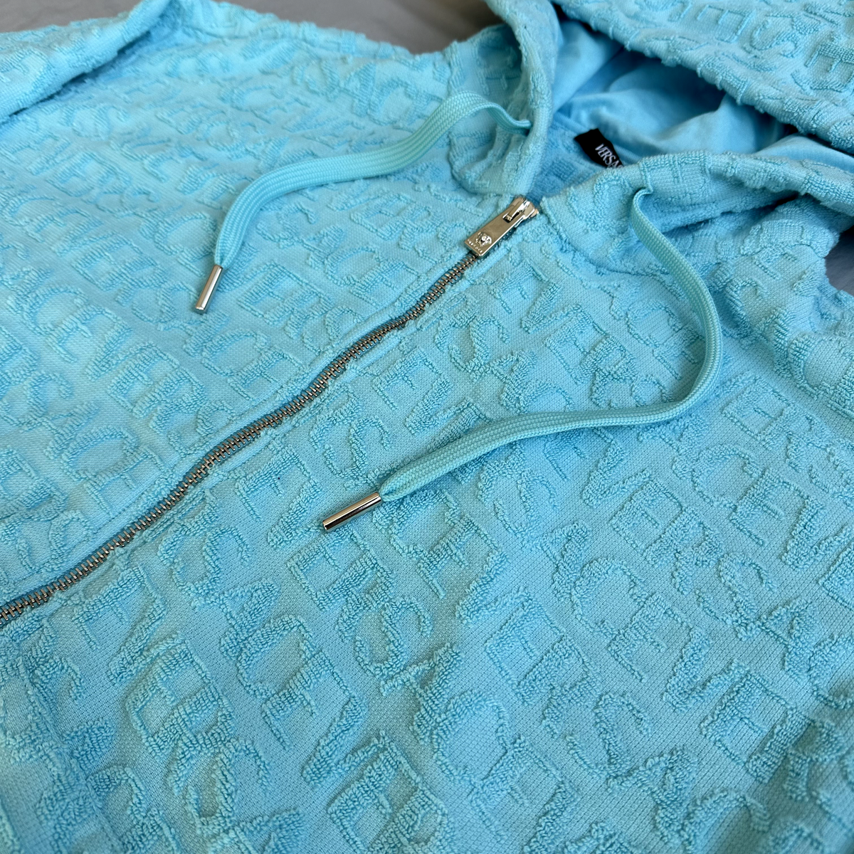 Versace All Over Hoodie Blue Size Medium