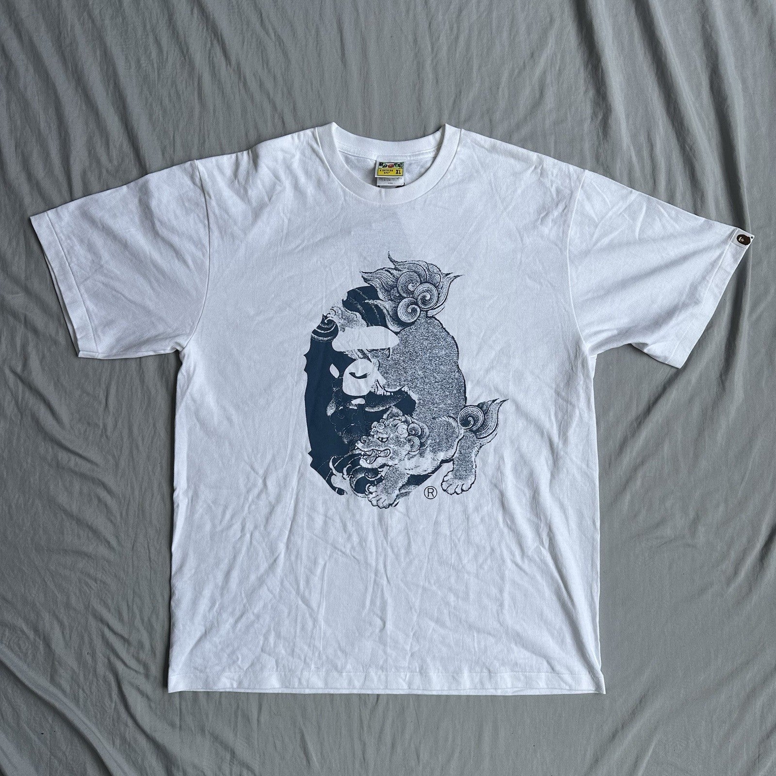 Bape Shirt Japan Inspired White With Large Front Logo Size XL
