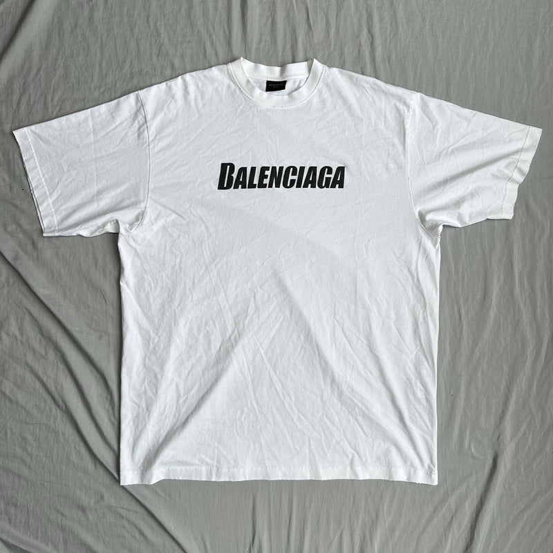Balenciaga Caps T-Shirt White Light Distress Size XL