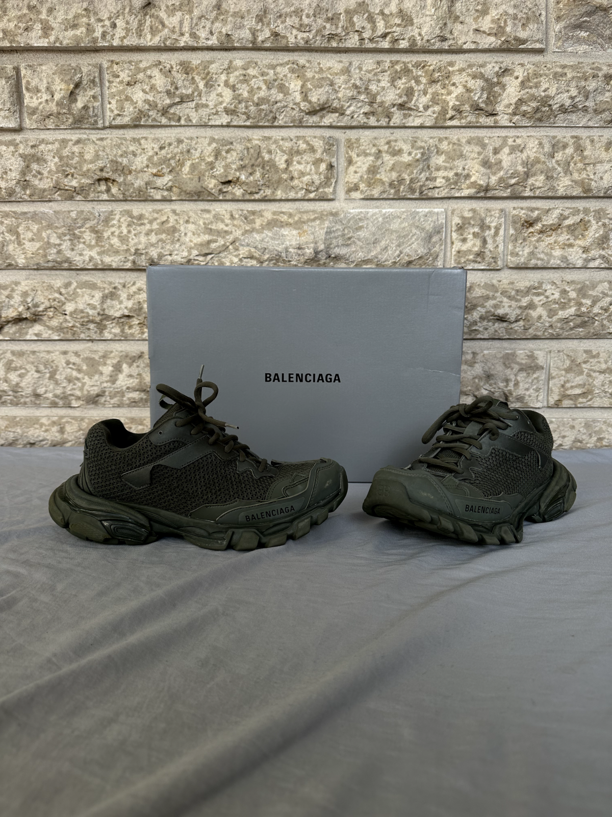 Balenciaga Track.3 Khaki/ Green With Distressing Size 40EU Retail $1100