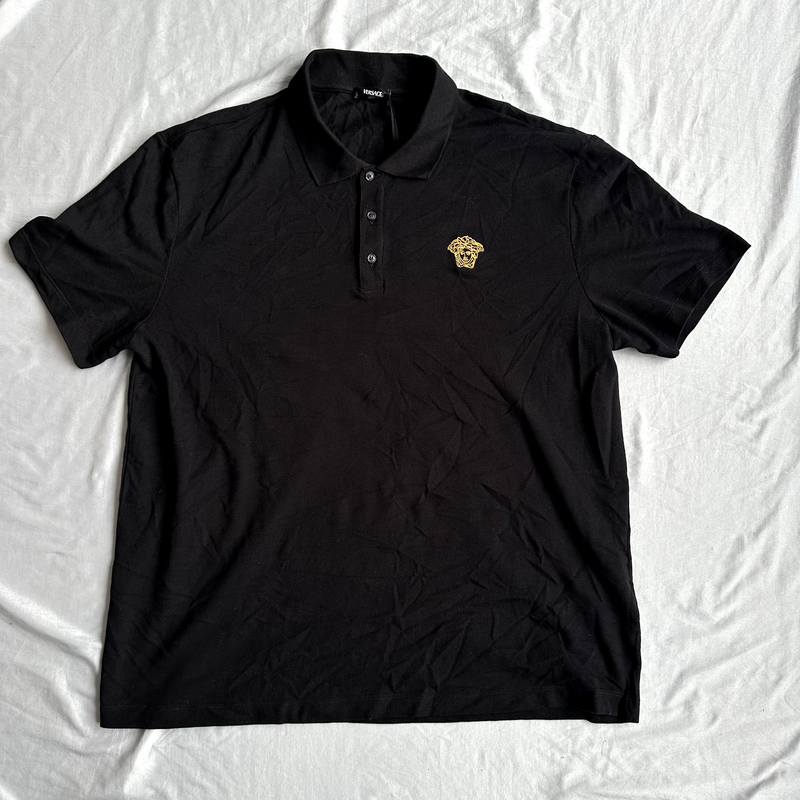 Versace Black Polo With Medusa Head on Right Chest Size XL