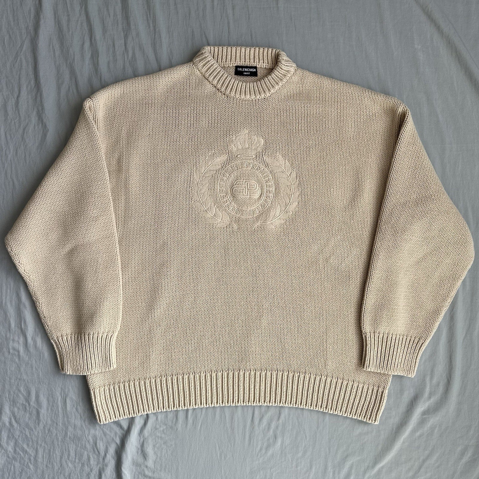 Balenciaga BB Crest Knit Sweater Heavy Weight Size XL Retail $1490