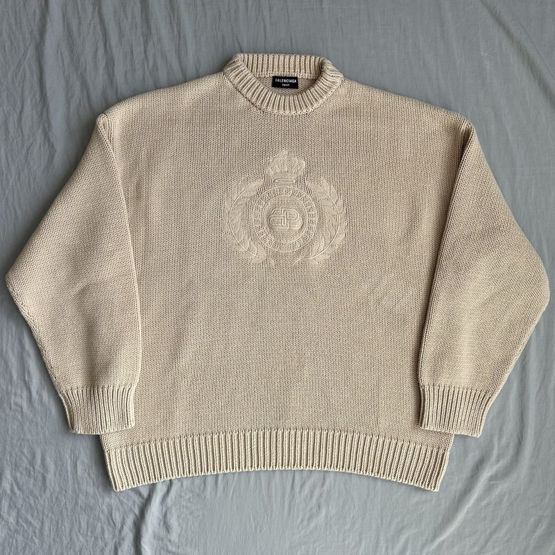 Balenciaga BB Crest Knit Sweater Heavy Weight Size XL