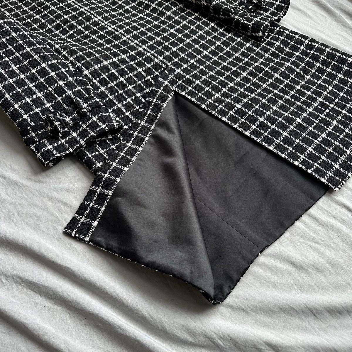 Versace Black And White Checkered Single Breasted Coat Size XL