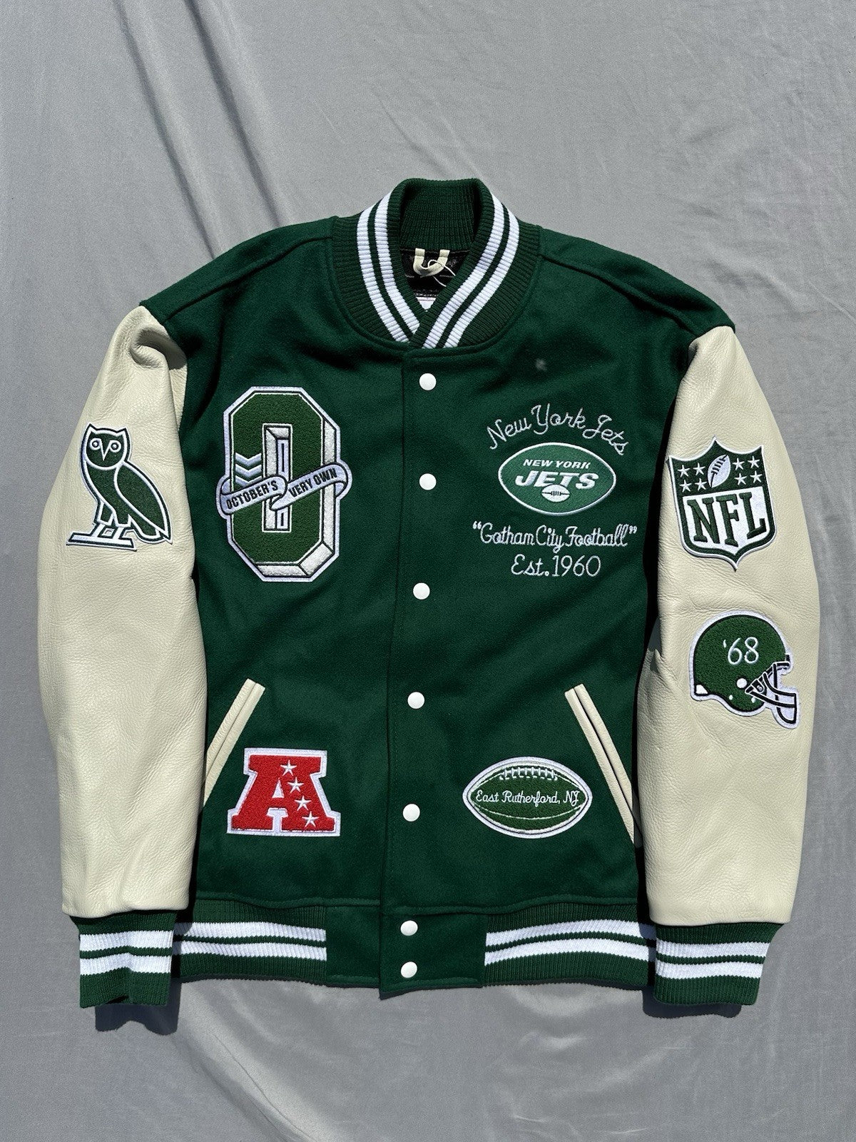 OVO x NFL New York Jets Varsity Jacket Green Size Medium