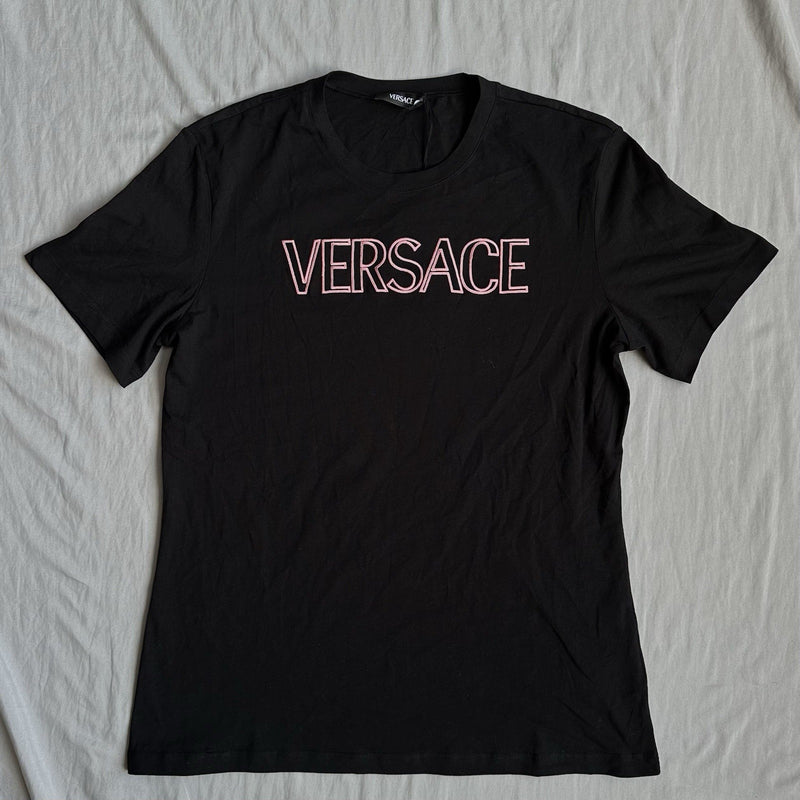 Versace Shirt Black With Pink Writing Size Large