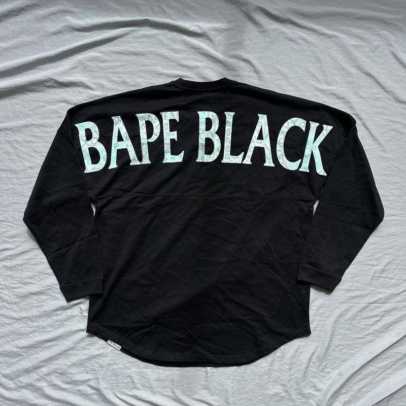 Bape Long Sleeve Shirt Black With Blue Writing Size Large