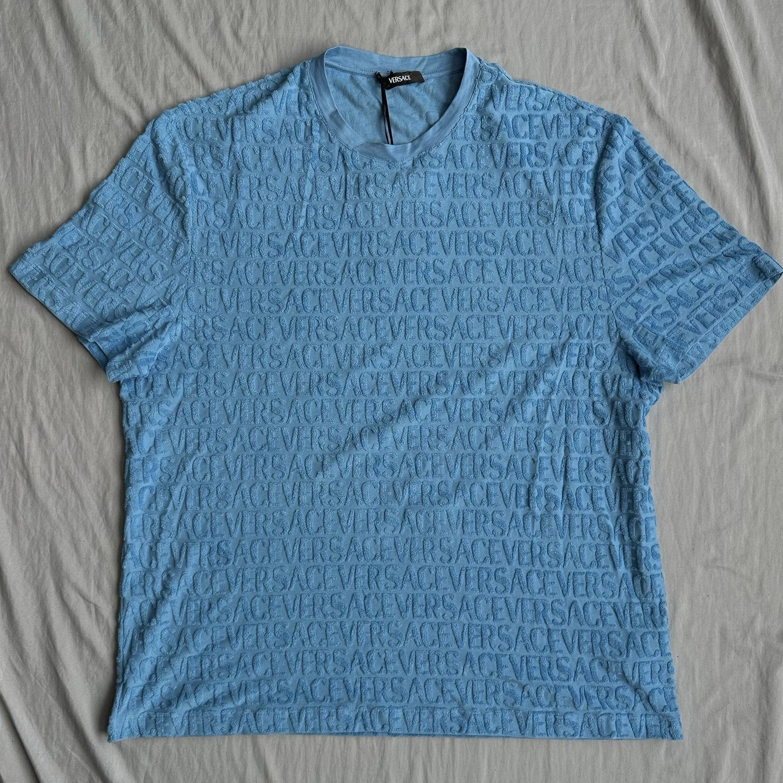 Versace All Over Towel Shirt Blue Size XL Retail $950
