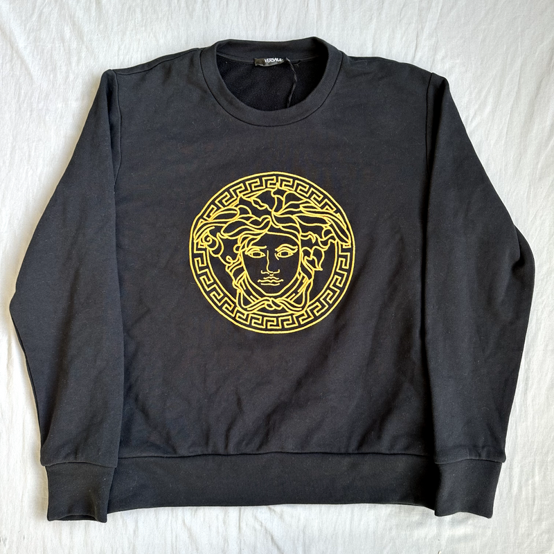 Versace Black Sweater With Gold Logo Size Medium