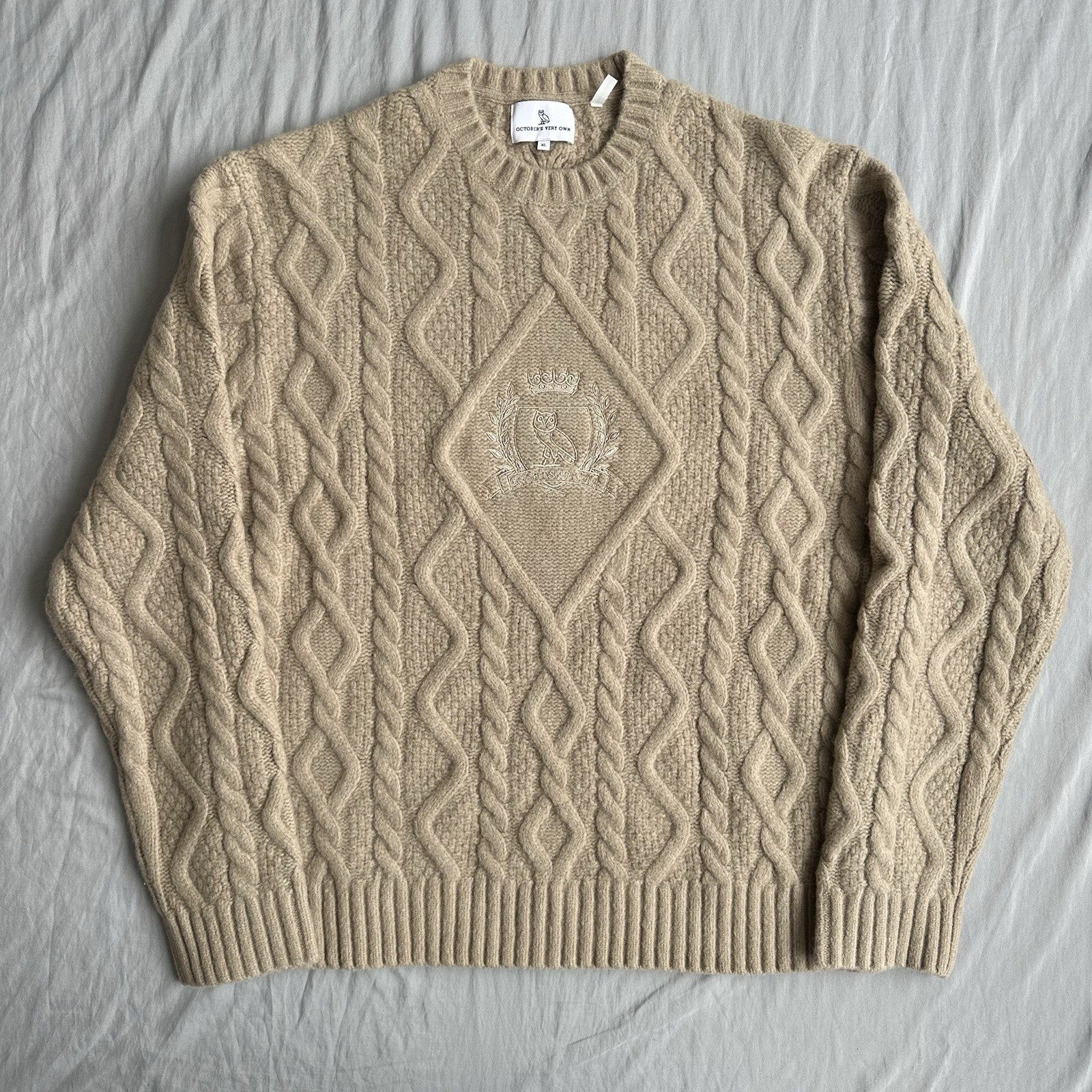 OVO Creat Wool Crewneck Beige Size XL Retail $268