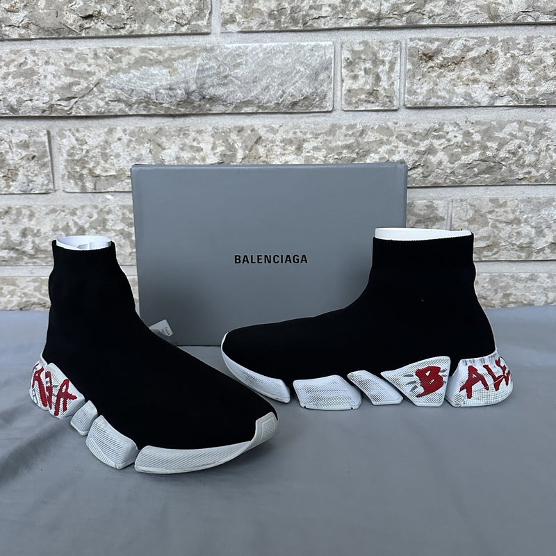 Balenciaga Speed Runner 2.0 Black With Red Graffiti Sole Size 41EU