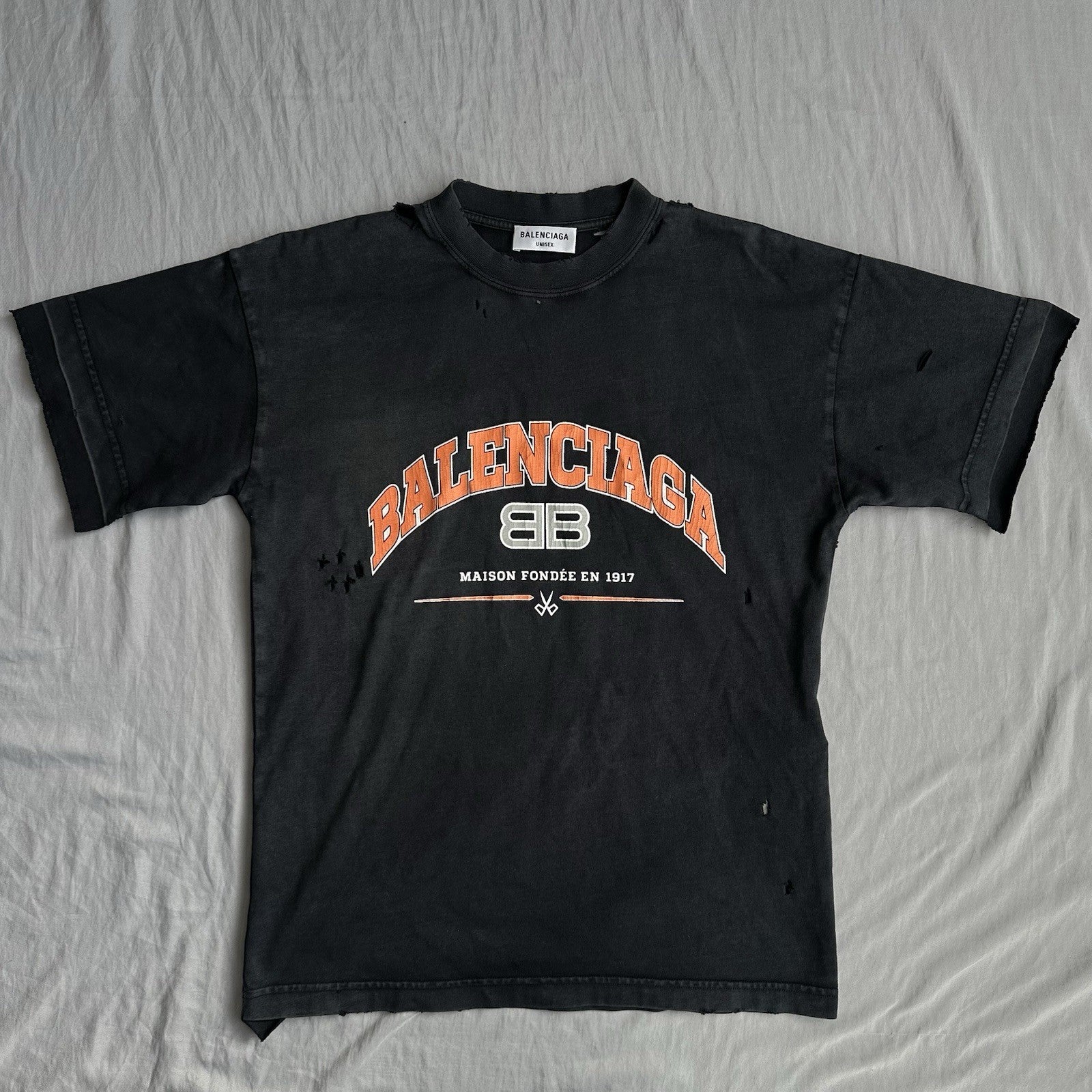 Balenciaga Shirt Maison Fondée En 1917 Black/Orange Size Medium Retail $650