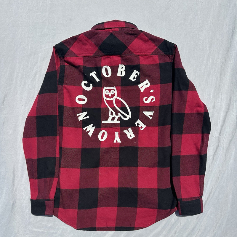 OVO Plaid Flannel Button Up Shirt Red and Black Size Medium
