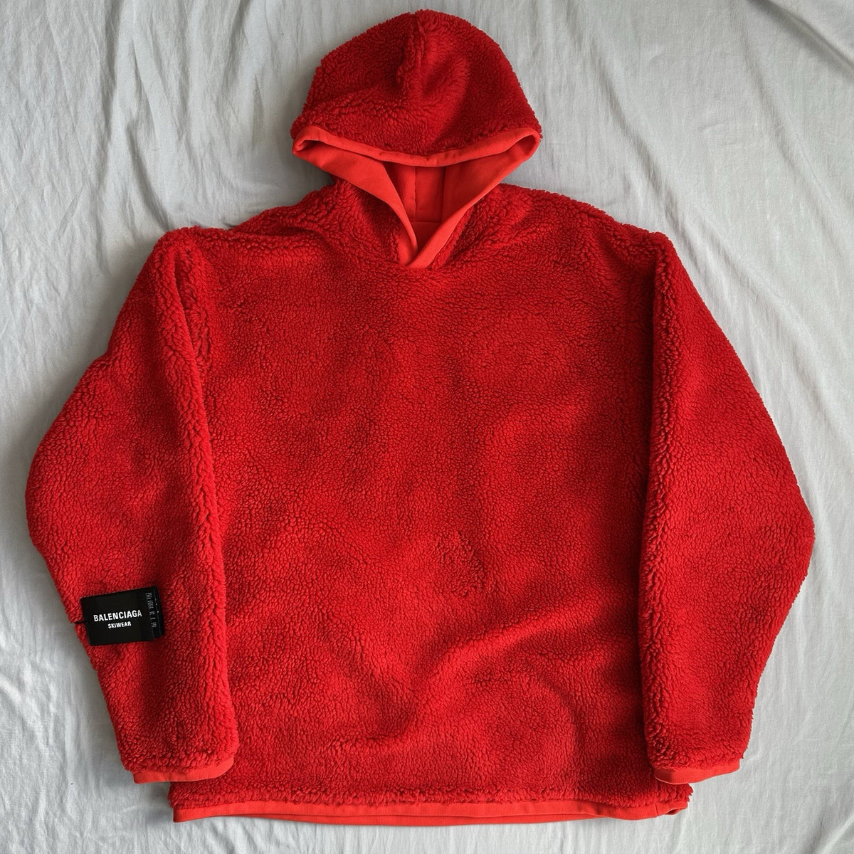 Balenciaga Ski Hoodie Red/Silver Fully Lined Size Medium