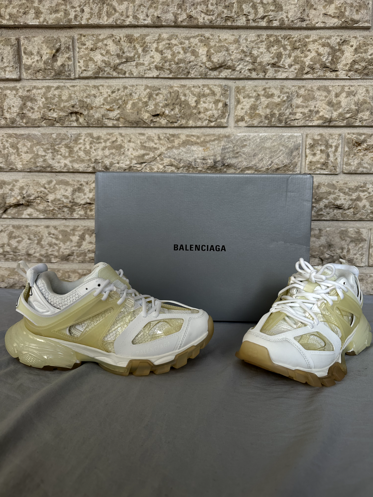 Balenciaga Track Clear Sole White With Gum Bottoms Retail $1150