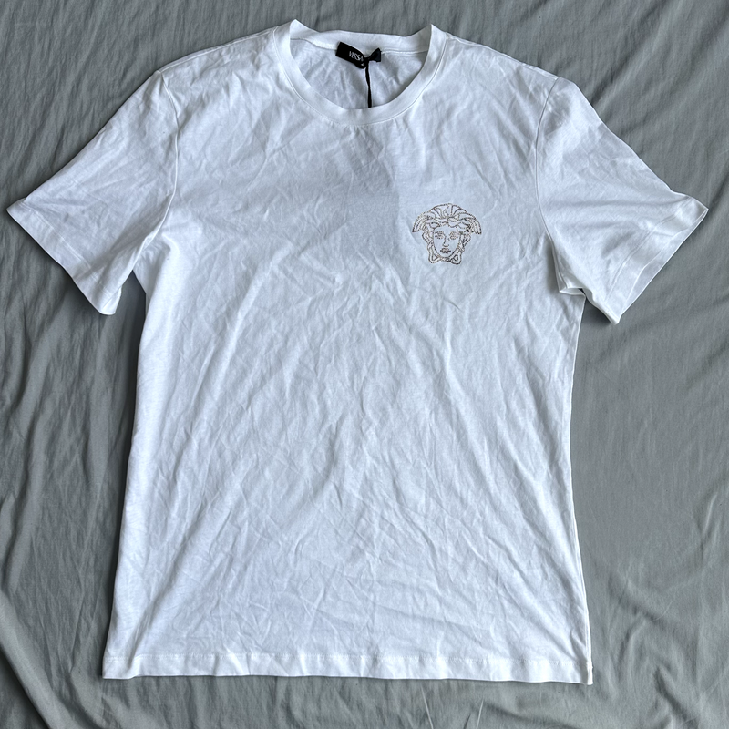 Versace Shirt White With Gold Medusa Head Size Large