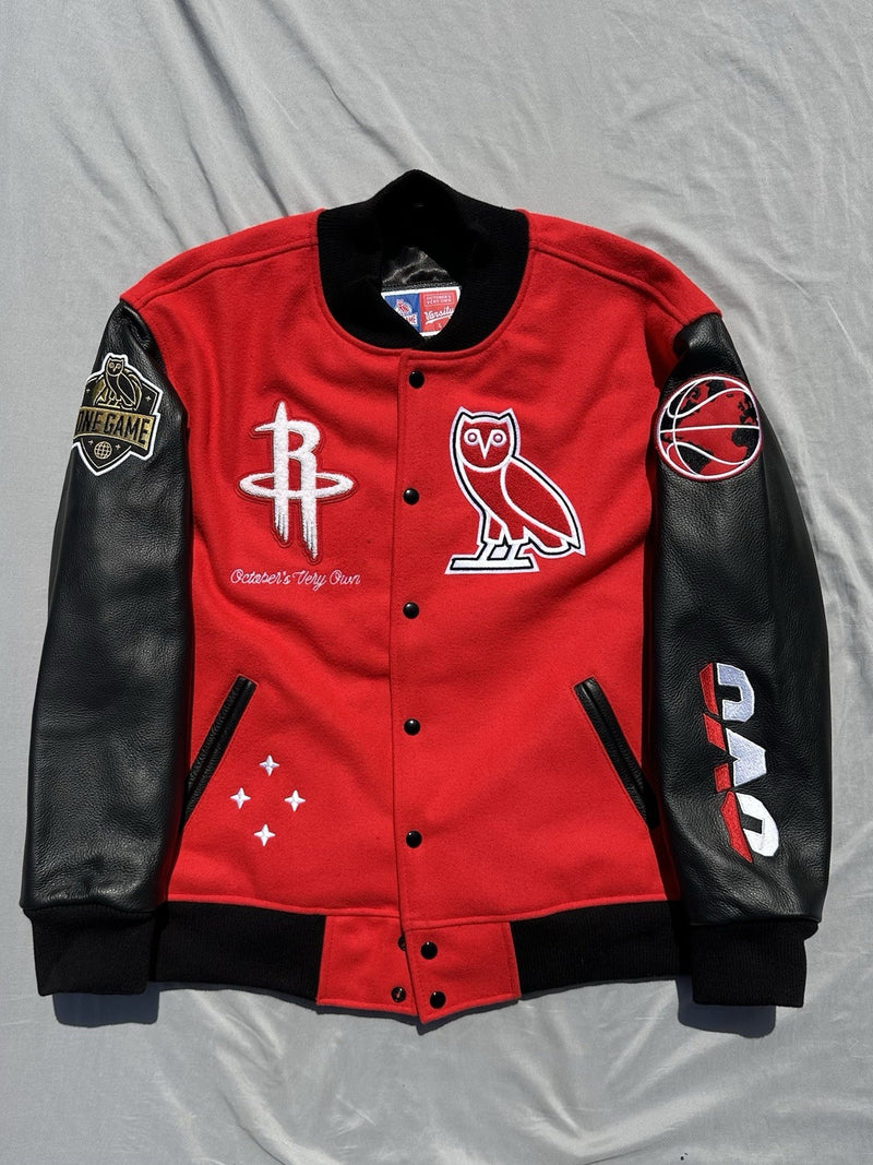 OVO x NBA Houston Rockets Leather Varsity Jacket Size Large